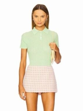 GUEST IN RESIDENCE Shrunken Cashmere Polo in Mint Green S/M
